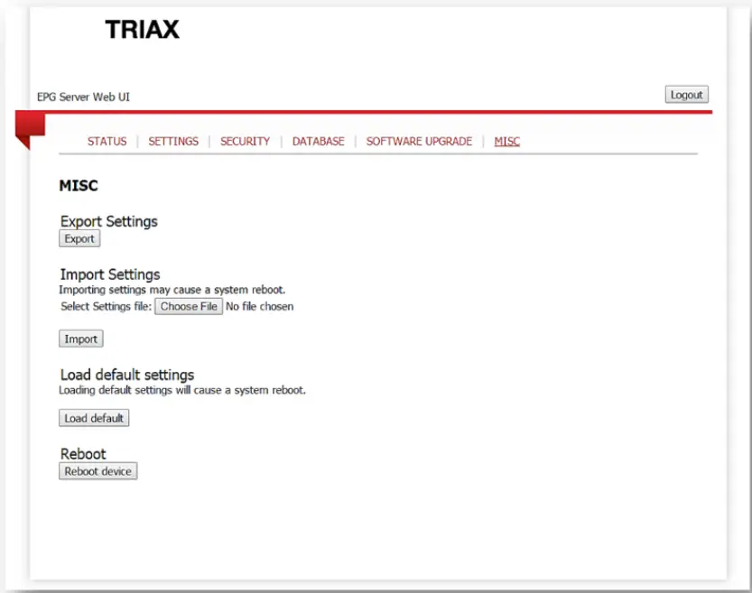 TRIAX 492095 IPTV EPG Server - fig 12