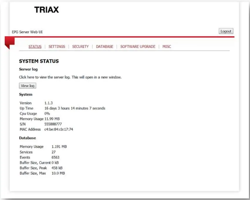 TRIAX 492095 IPTV EPG Server - fig 2