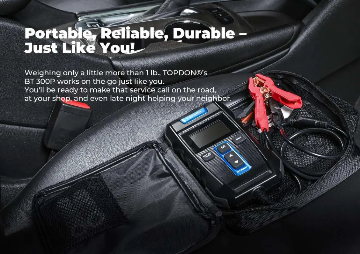 TOPDON BT300P Car Battery Tester - Portable reliable durable