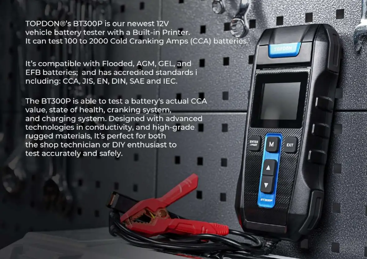 TOPDON BT300P Car Battery Tester - overview