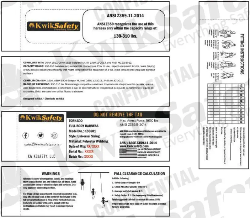 KwikSafety KS6601 Tornado 1 D Ring Safety Harness - FIGURE 3