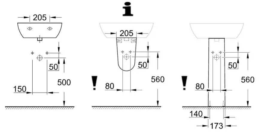 GROHE Ceramic Wall Hung Basin -- 205