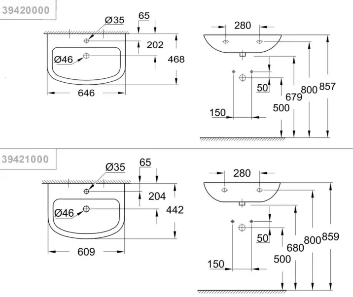 GROHE Ceramic Wall Hung Basin --39420000