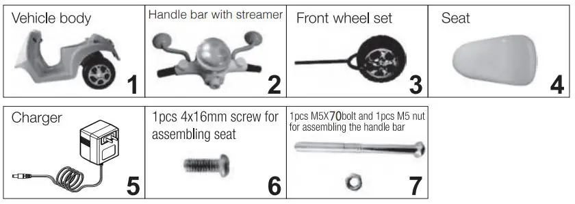Kmart TR0903 6 Volt Scotter User Manual - List of Parts