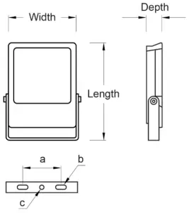 DAVIS LIGHTING FLORYN FLE Series 100W LED Floodlight - Dimensions
