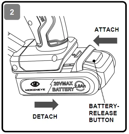 MOKENEYE LB01Z 20V Cordless Leaf Blower and Vacuum FIG 2