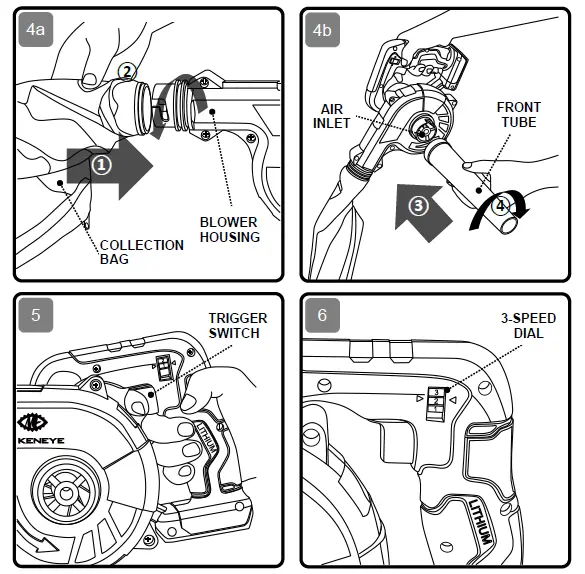 MOKENEYE LB01Z 20V Cordless Leaf Blower and Vacuum FIG 5