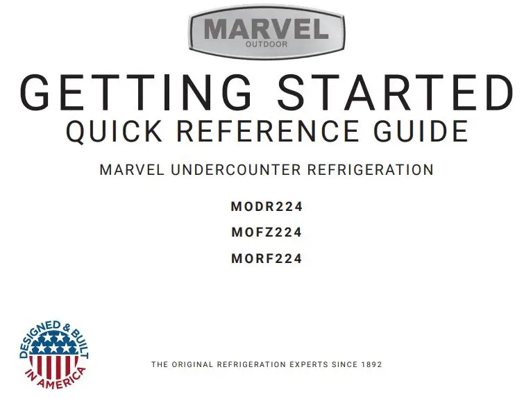 MARVEL MODR224 Undercounter Refrigerator User Guide