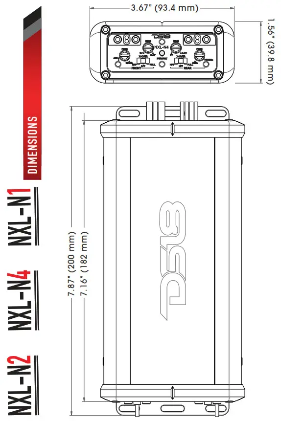 DS18 HYDRO Waterproof Hydro Motorsports - DIMENSIONS