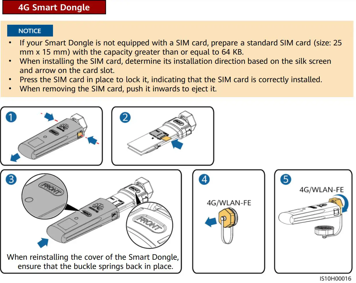 HUAWEI SUN2000-36KTL-M3 Smart String Solar Inverter User Guide - Installing the Smart Dongle