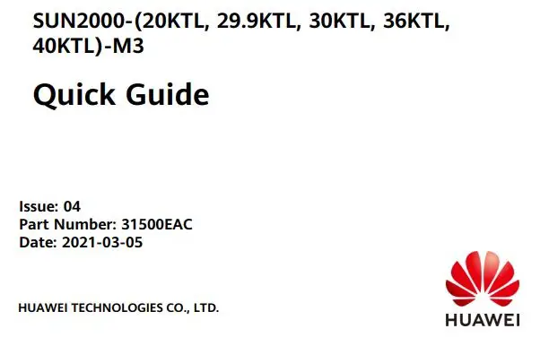 HUAWEI SUN2000-36KTL-M3 Smart String Solar Inverter User Guide