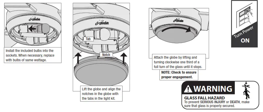 Hunter 51312 Mesquite LED Ceiling Fan - Bulbs and Glass