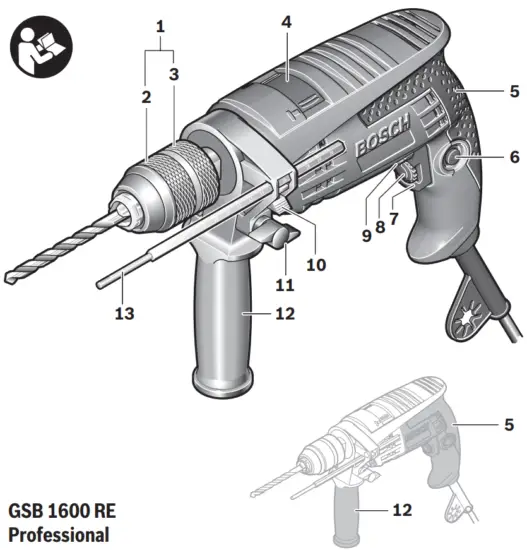 BOSCH GSB 1600 RE Professional Impact Drill Machine - Fig 4