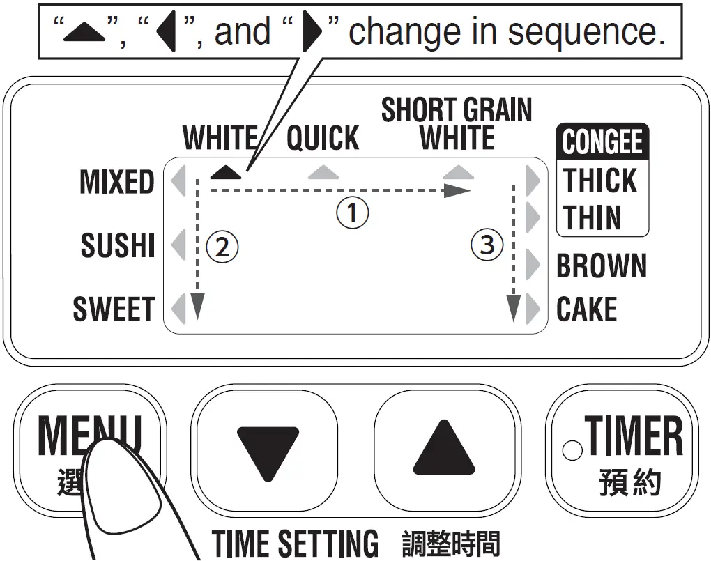 Select the desired Menu setting