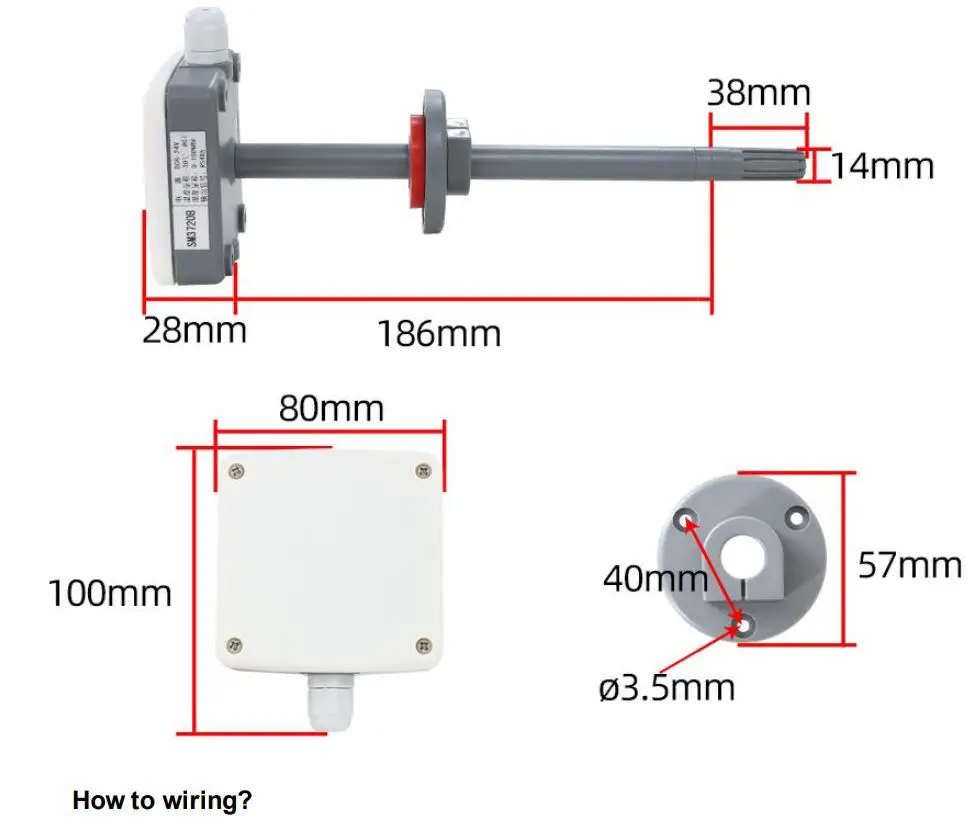 SONBEST SM3700V Pipeline Single Temperature Sensor Voltage Output User Manual - Product Size