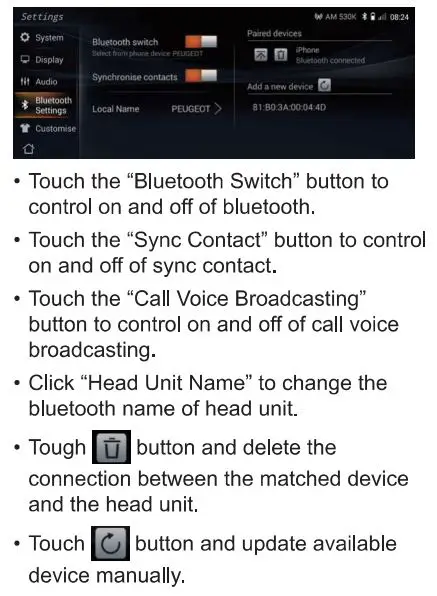 Changan 790003053 automobile terminal assy User Manual - Bluetooth setting