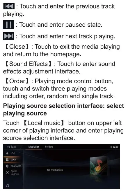 Changan 790003053 automobile terminal assy User Manual - Music plying interface