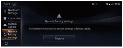Changan 790003053 automobile terminal assy User Manual - Restore factory setting