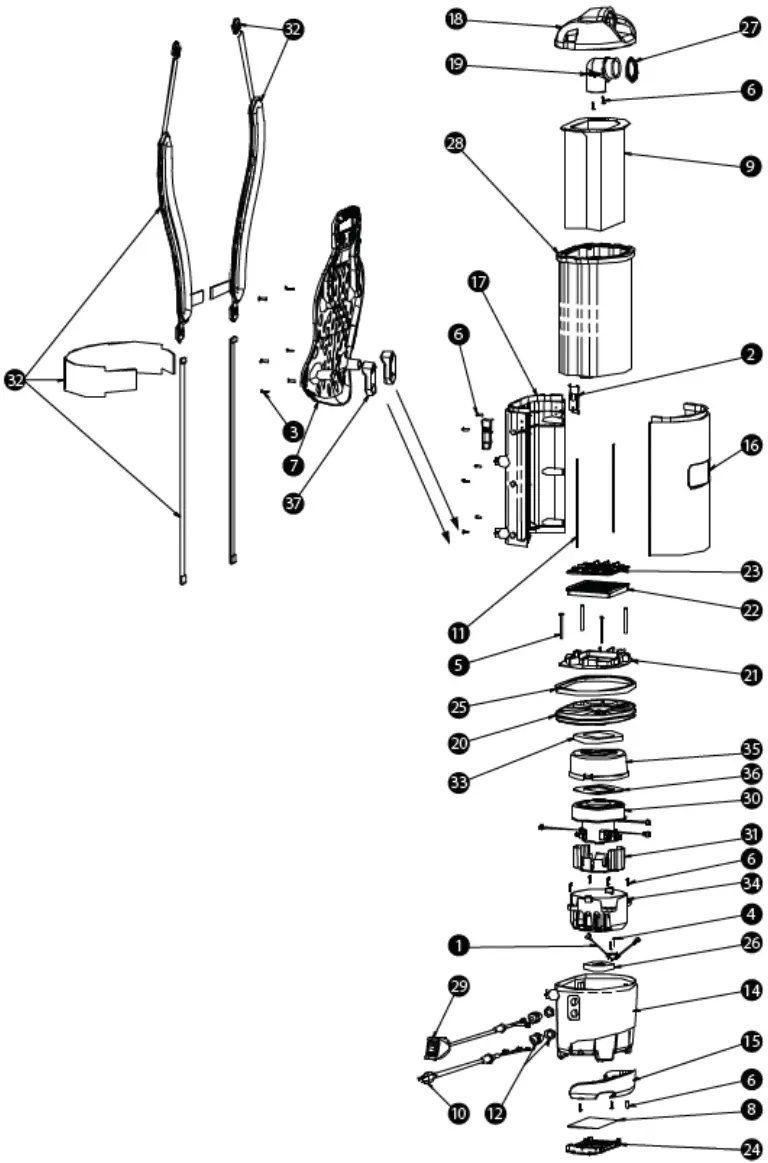 Powr Flite PF600BP Backpack Vacuum - Parts