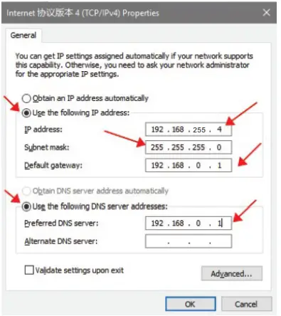 configure your PC IP address