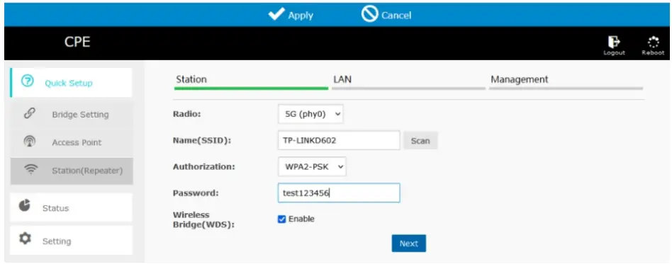 WiFi password in the password column