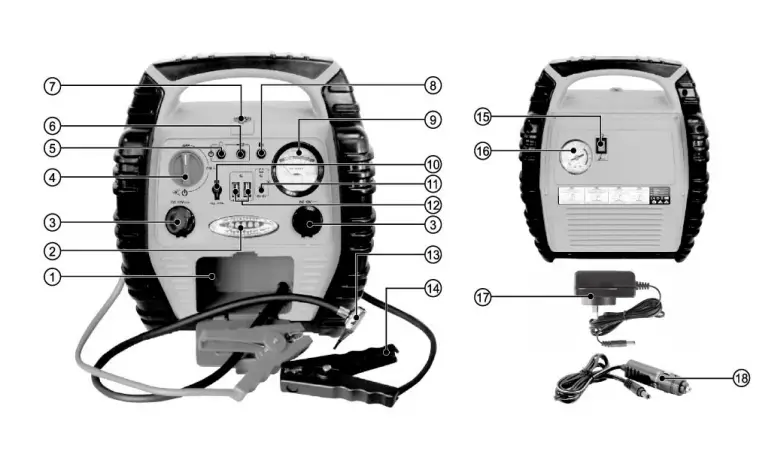 POWERTECH MB-3736 12V 4-in-1 Jump Starter with USB LED Air Compressor-1