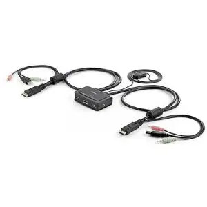 FIG 1 StarTech 2-Port USB Display Port Cable KVM Switch w or Audio and Remote Switch