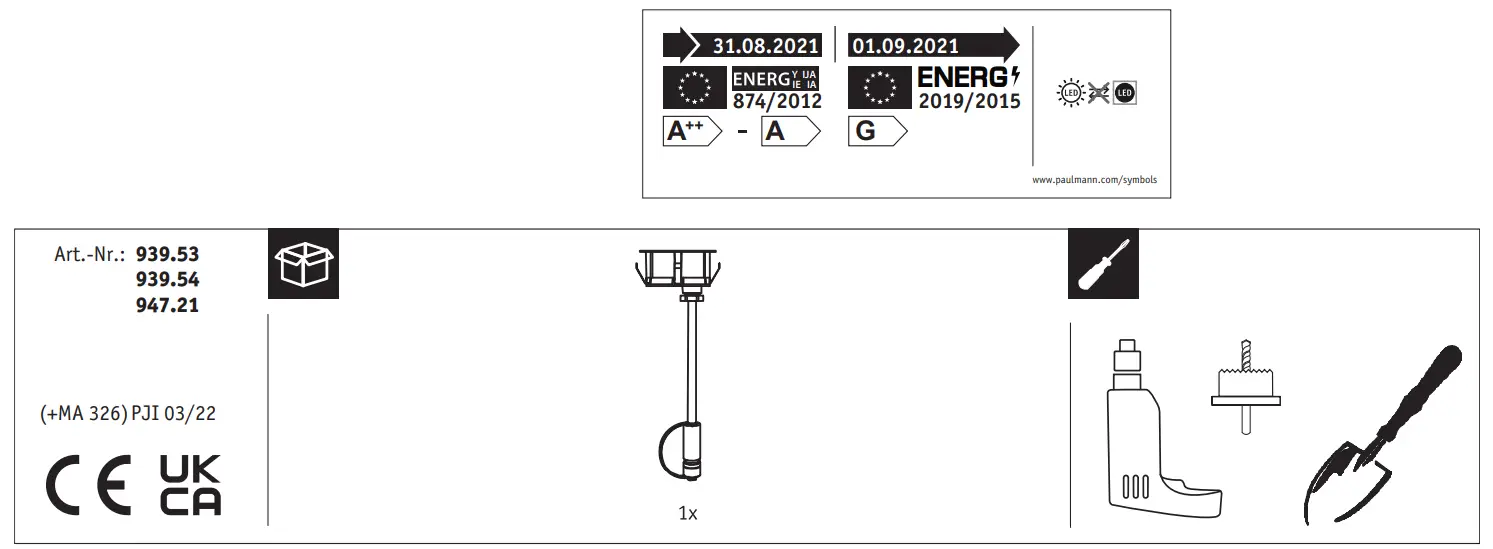 Paulmann 939.53 Plug and Shine LED Recessed Floor Luminaire Floor Single Luminaire - fig 1