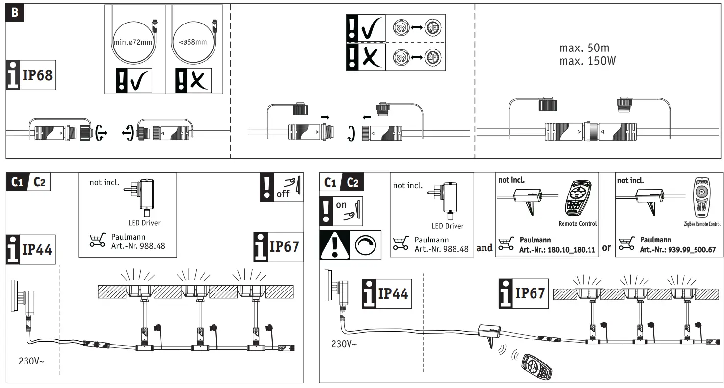 Paulmann 939.53 Plug and Shine LED Recessed Floor Luminaire Floor Single Luminaire - fig 3