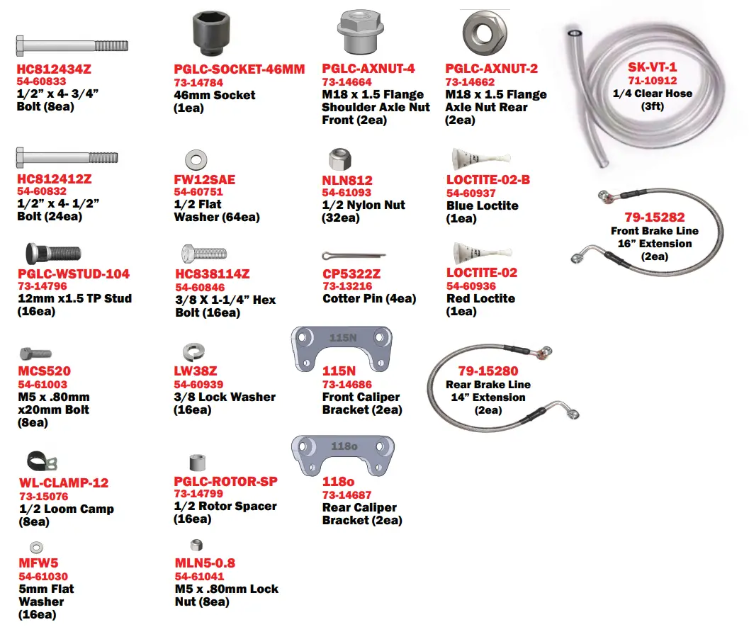 HL Polaris Ranger 1000 XP 8 Inch Dual Idler Portal Kit - PARTS DIAGRAM