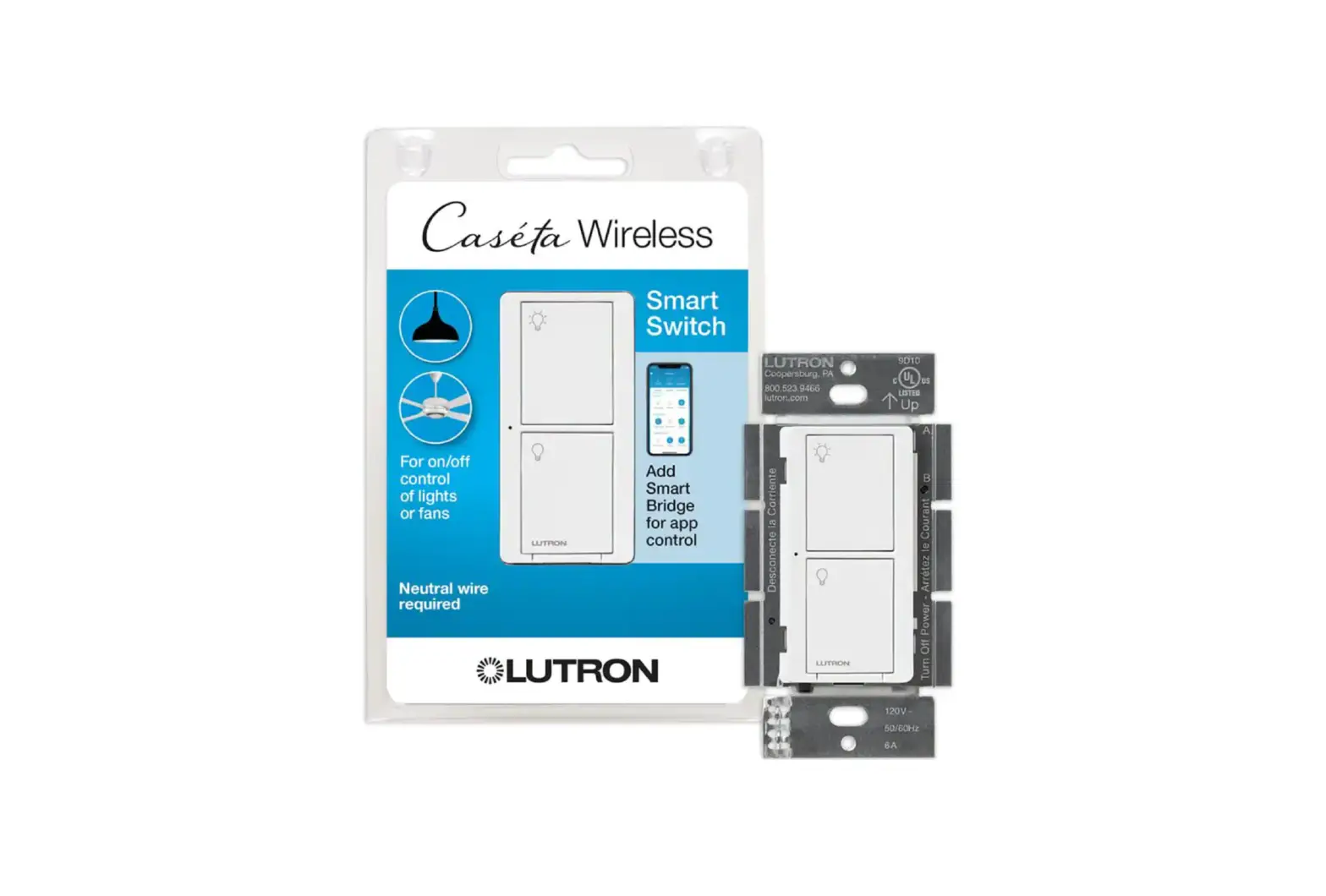 Lutron Pd-5ws-dv Caseta Dual Volt 5a Switch 3-way White Instruction Manual