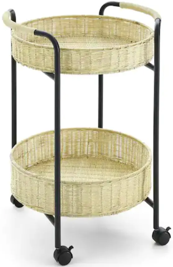 LUCKY ONE LM-W48735497 2-Teir Beige Basket Bar Cart