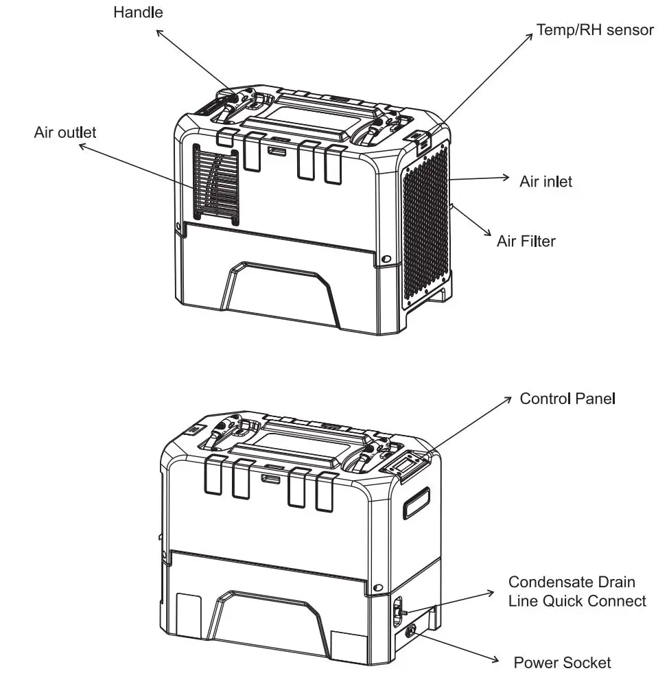 ALORAIR Storm LGR Extreme Dehumidifier Installation Guide - Parts Diagram