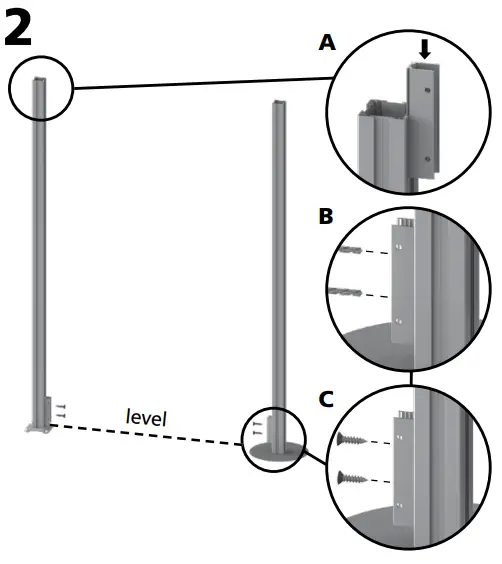 PEAK Modular Fencing 94 Inch H Matte Black Aluminum In Ground-fig1