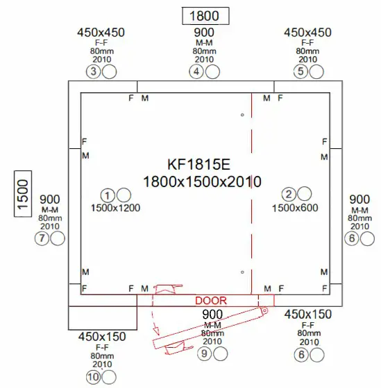ggm gastro KF1815E Stainless Steel Cold Room - OUTSIDE DIMENSIONS 2