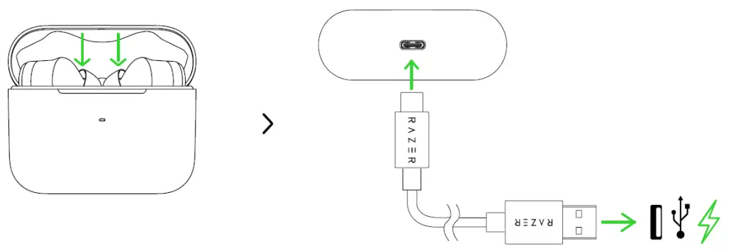 RAZER RZ12-03440100-R3U1 Hammerhead True Wireless RAZER RZ12-03440100-R3U1 Hammerhead True Wireless charging cable- greated start