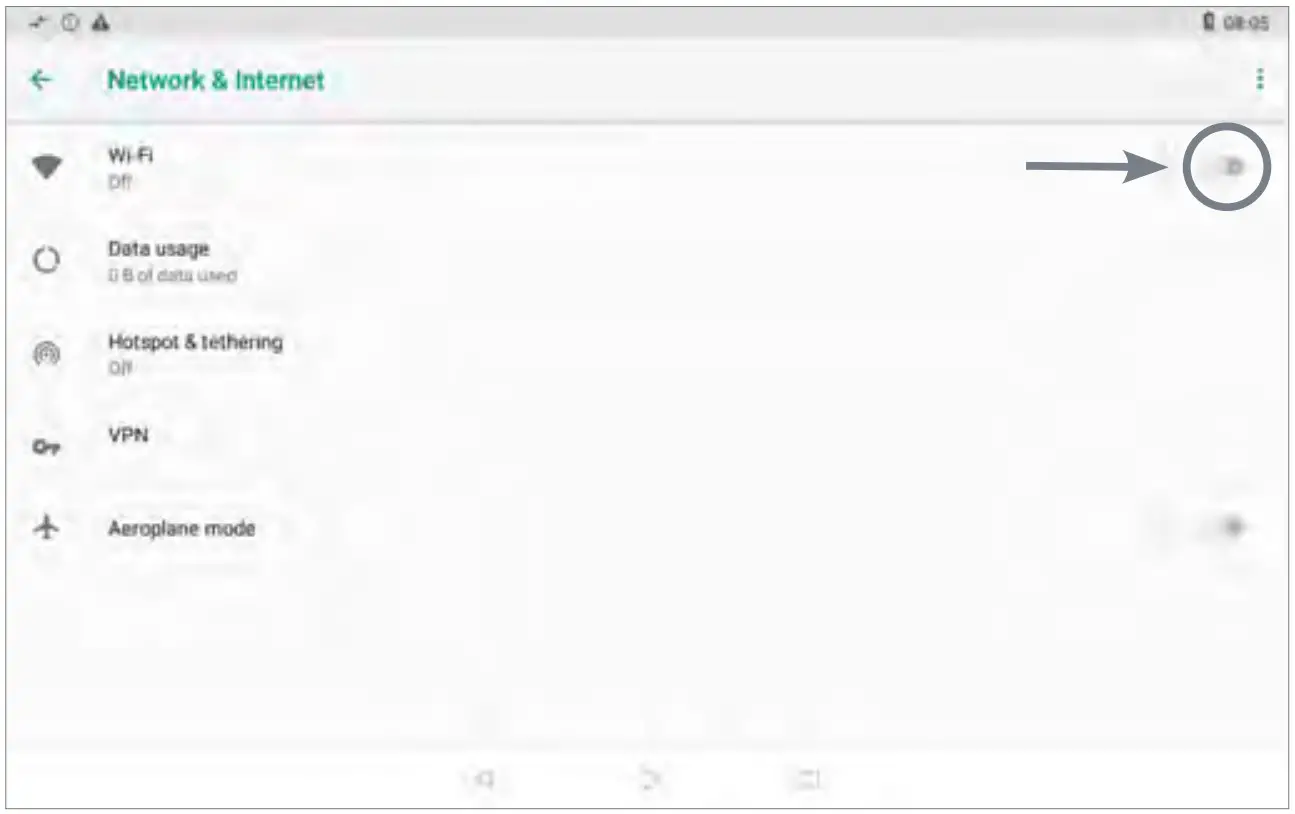 anywAiR Touch Pad - If the Wi-Fi switch is OFF