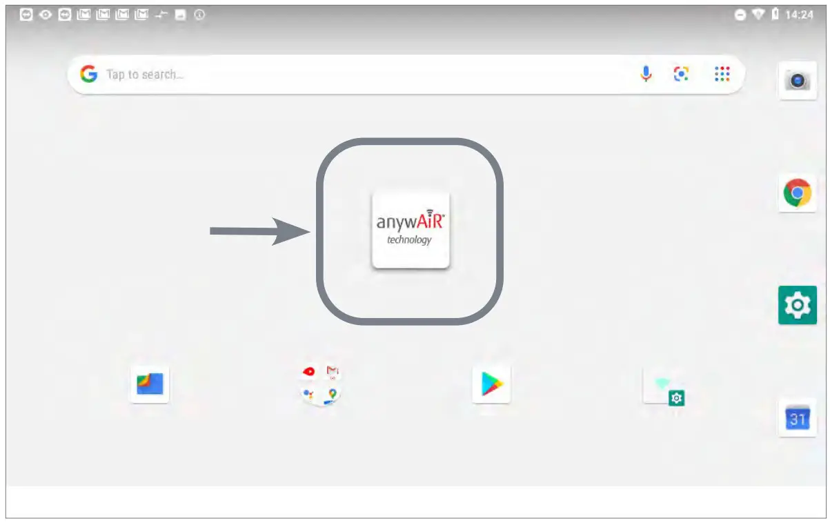 anywAiR Touch Pad - Open the aywAiR app on