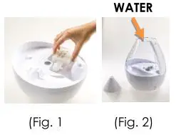 Crane Drop Top Fill Cool Mist Humidifier With Sound Machine - Fig 1,2