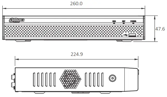 dahua DHI-NVR2104HS-P-4KS2 4 Channel Compact 1U 1HDD 4PoE Lite 4K H.265 Network Video Recorder - Dimensions