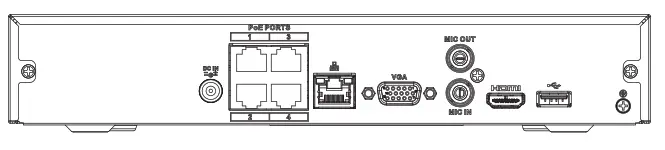 dahua DHI-NVR2104HS-P-4KS2 4 Channel Compact 1U 1HDD 4PoE Lite 4K H.265 Network Video Recorder - Rear Panel