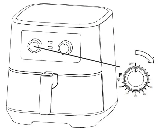 INSIGNIA NS-AF53MSS0 5 Qt. Mechanical Control Air Fryer - Turn the temperature knob