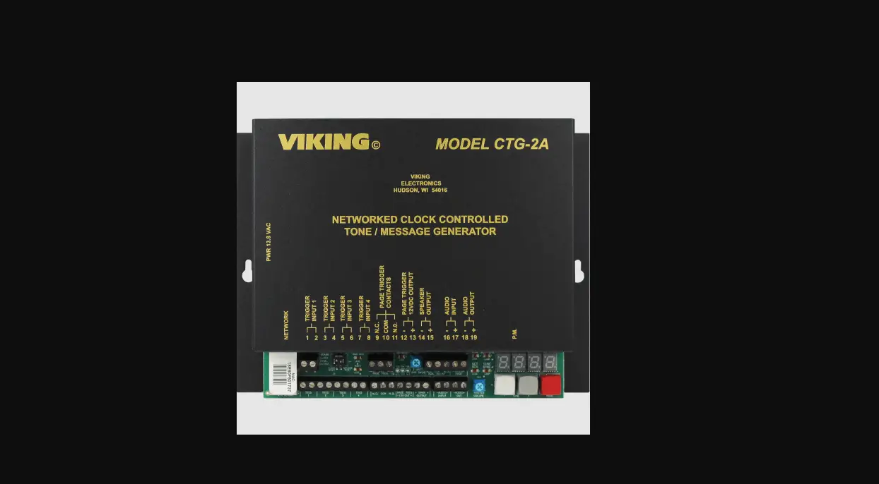 Viking Tone/message Generator And Master Clock Ctg-2a Owner's Manual