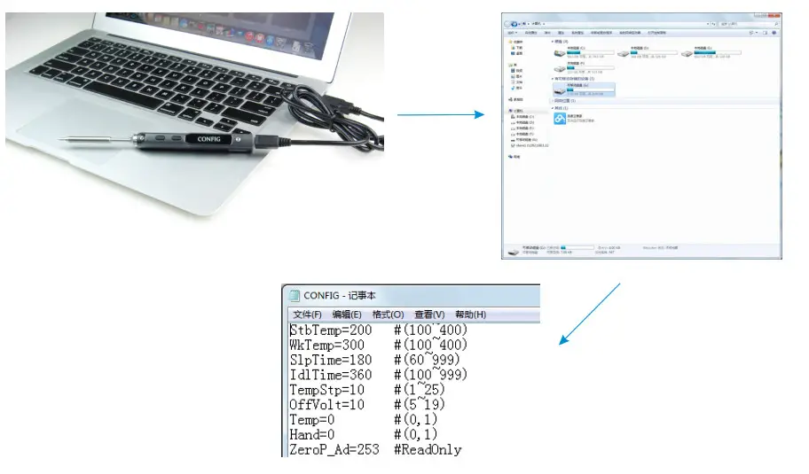MINIWARE TS100 Mini Soldering Iron-Setting