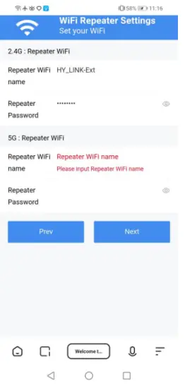 Repeater settings