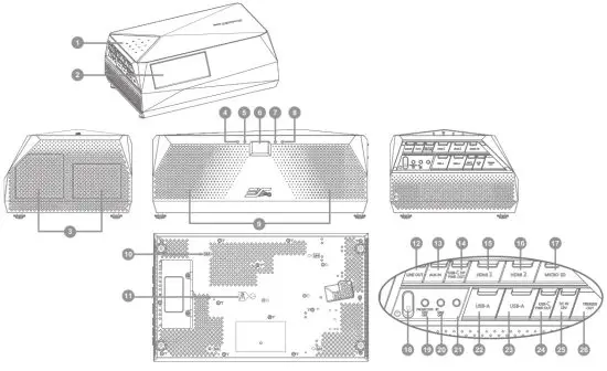 MOSICGO Sport MG2U-S Ultra Short Throw Projector - Touch Keypad