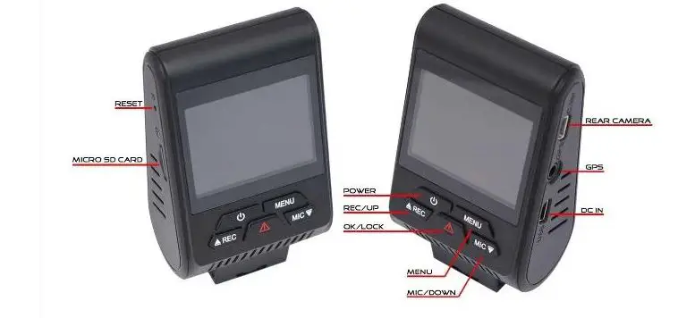 Street GUARDIAN SG9667DC2K 1080P Rear Dash Camera - Camera layout & Overview