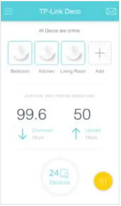 tp-link Whole-Home Wi-Fi System Deco M5 User Guide - Deco Status, Speed Test & Devices