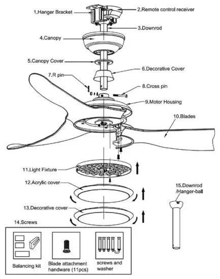 acorn DC-368 Rod Ceiling Fan - FAN