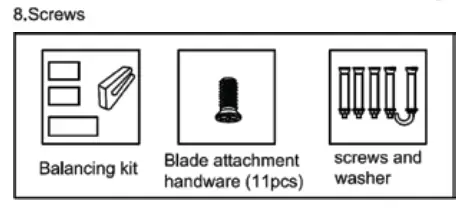 acorn DC-368 Rod Ceiling Fan - screws